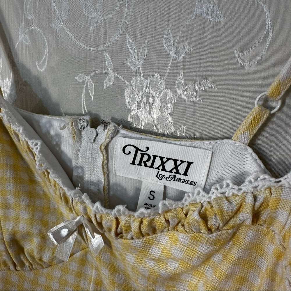 Trixxi Yellow Checkered Spaghetti Strap Dress - Picture 7 of 8